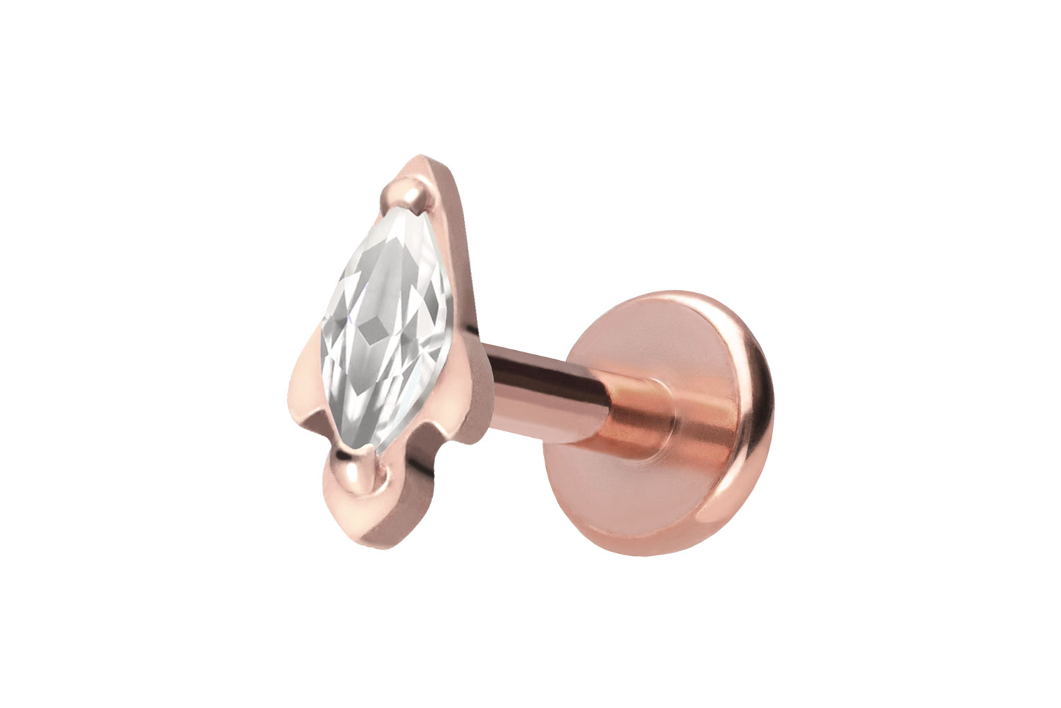 Titan Labret Piercing mit Push Fit KRISTALLRAKETE